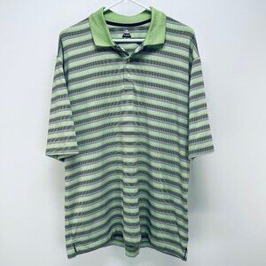 Bolle Golf Shirt Size L Tech Polo Green Stripe Performance Short Sleeve